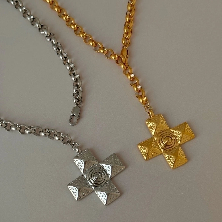 Retro Cross Pendant Necklace – 18K Gold-Plated Titanium Steel Classic-Bijou Crush