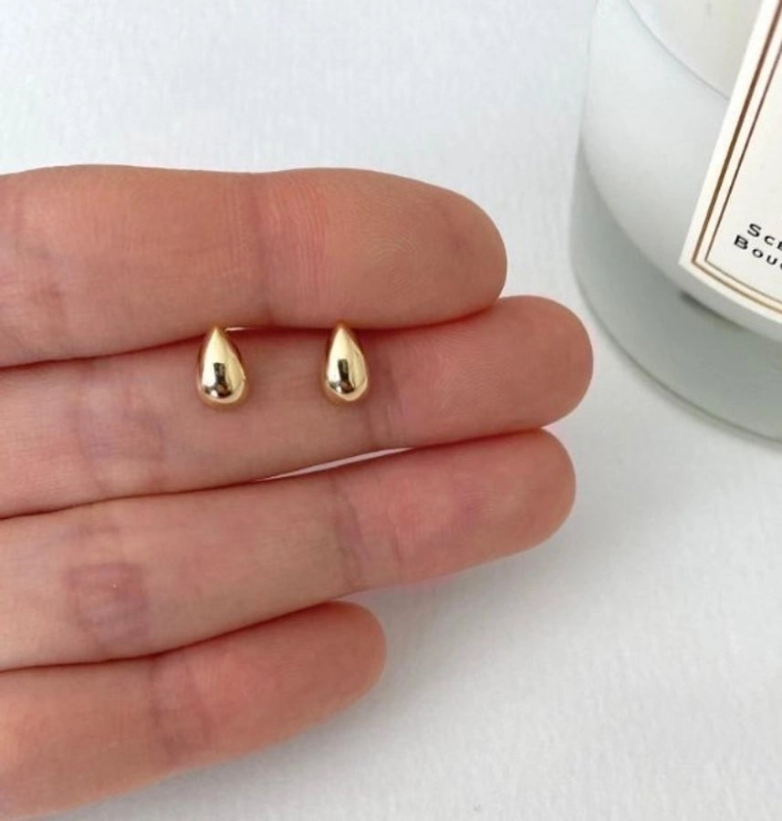 Sterling Silver Dewdrop Ear Studs-Bijou Crush
