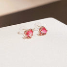 Love-Struck Red Zircon Heart Studs-Bijou Crush