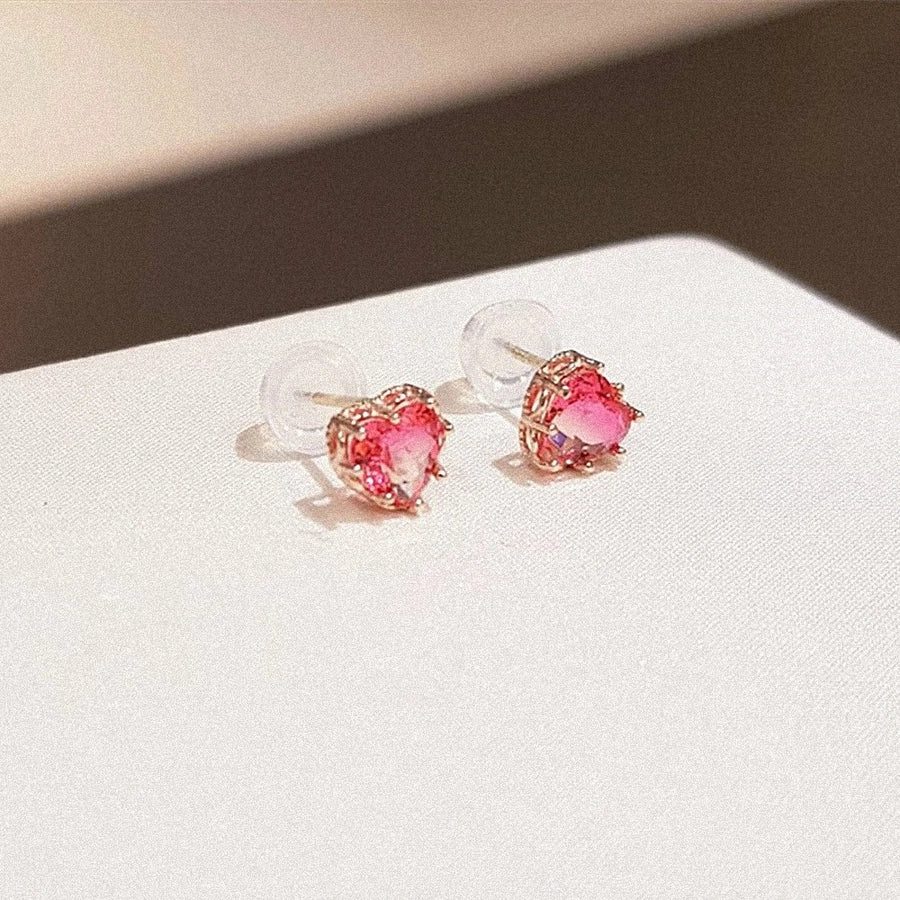 Love-Struck Red Zircon Heart Studs-Bijou Crush