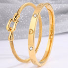 Stainless Steel Heart Bangle Set – Elegant 2-Piece Design-Bijou Crush