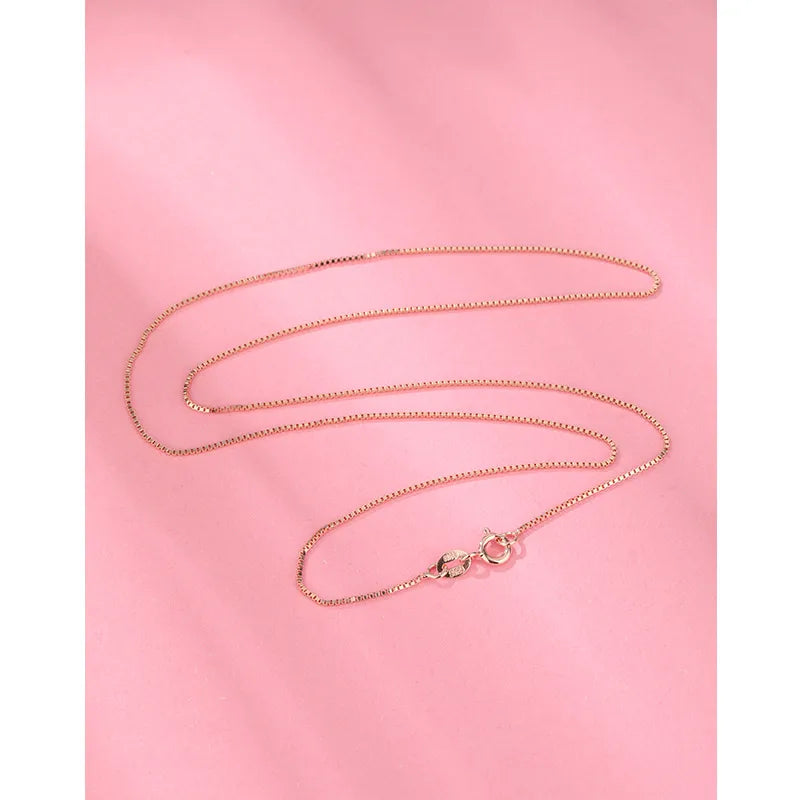 925 Sterling Silver Cable Chain Box Chain Solid Color Necklace-Bijou Crush