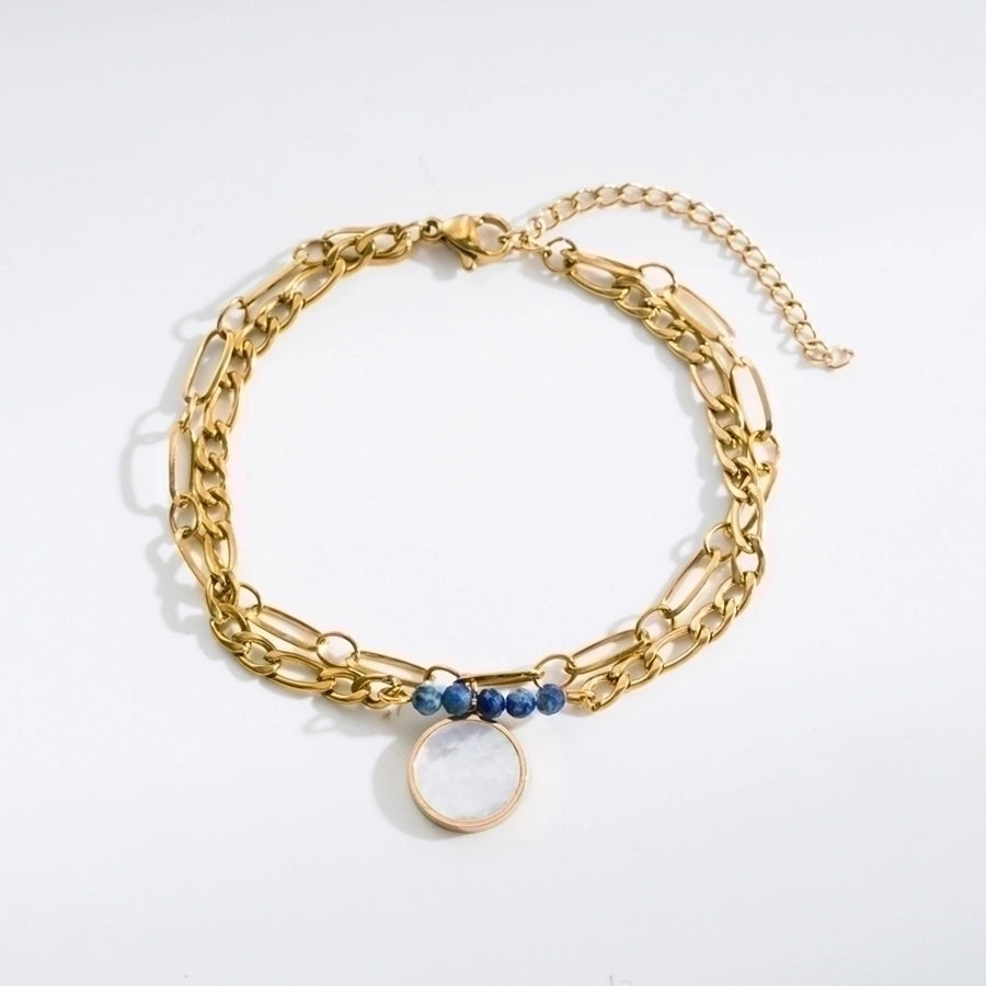 Fashion Eye Stainless Steel Natural Stone Plating 18K Gold Plated Bracelet-Bijou Crush