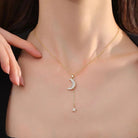 Elegant Star Moon Titanium Steel Plating Inlay Zircon 18K Gold Plated Necklace-Bijou Crush