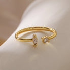 Simple Style Commute Square Copper Plating Inlay Zircon 18K Gold Plated Open Ring-Bijou Crush