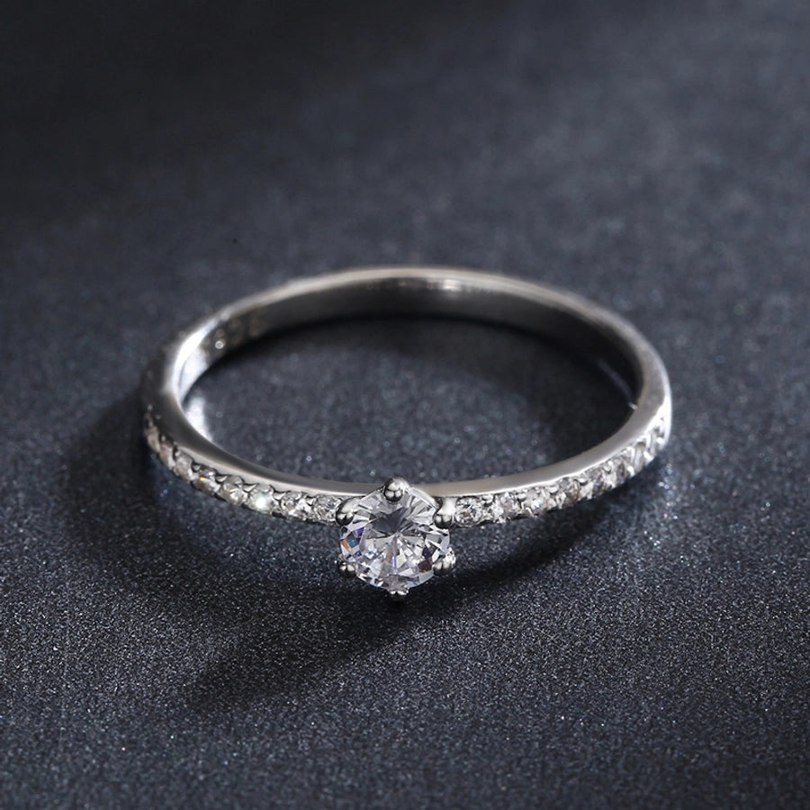 925 Sterling Silver Sparkling Zircon Round Ring-Bijou Crush