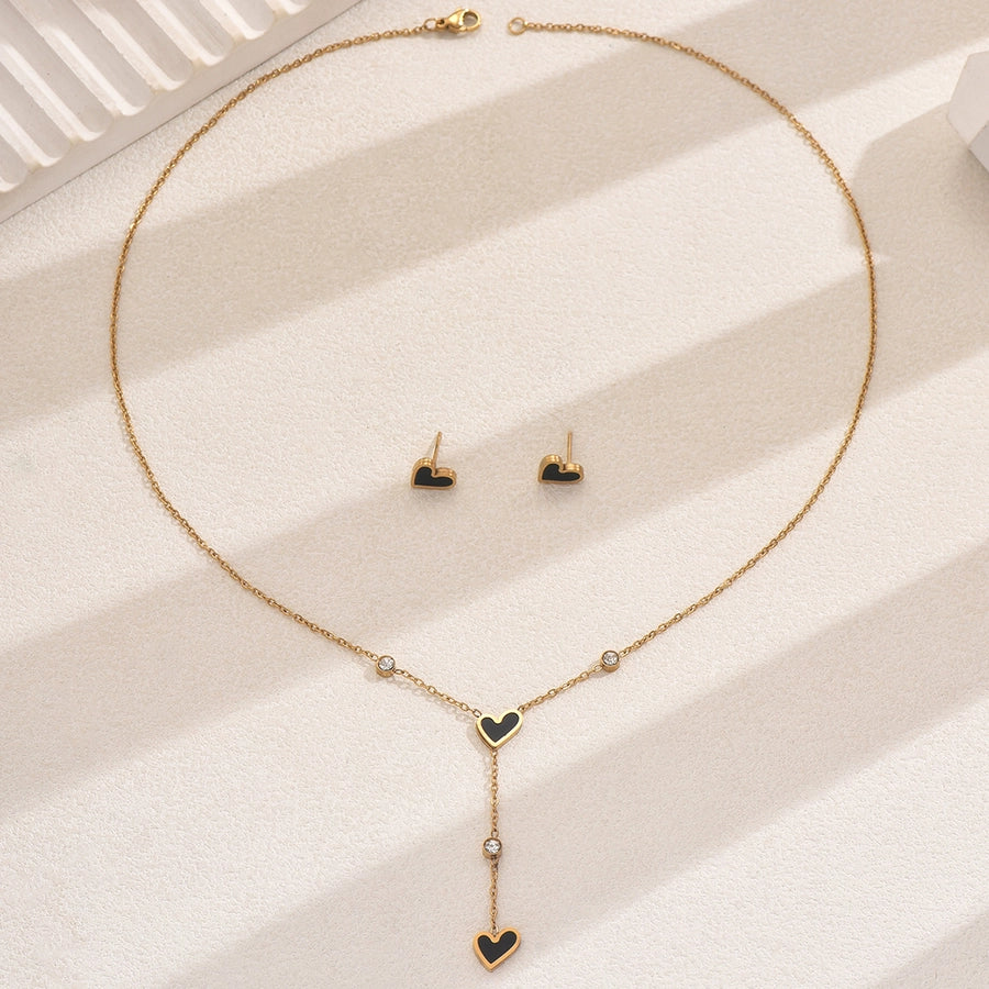 Classic Heart Shape Shell Earrings & Necklace Set-Bijou Crush