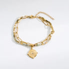Fashion Eye Stainless Steel Natural Stone Plating 18K Gold Plated Bracelet-Bijou Crush