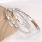 Stainless Steel Heart Bangle Set – Elegant 2-Piece Design-Bijou Crush