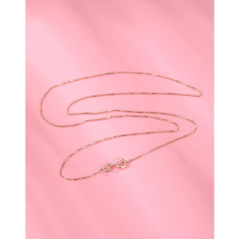 925 Sterling Silver Cable Chain Box Chain Solid Color Necklace-Bijou Crush