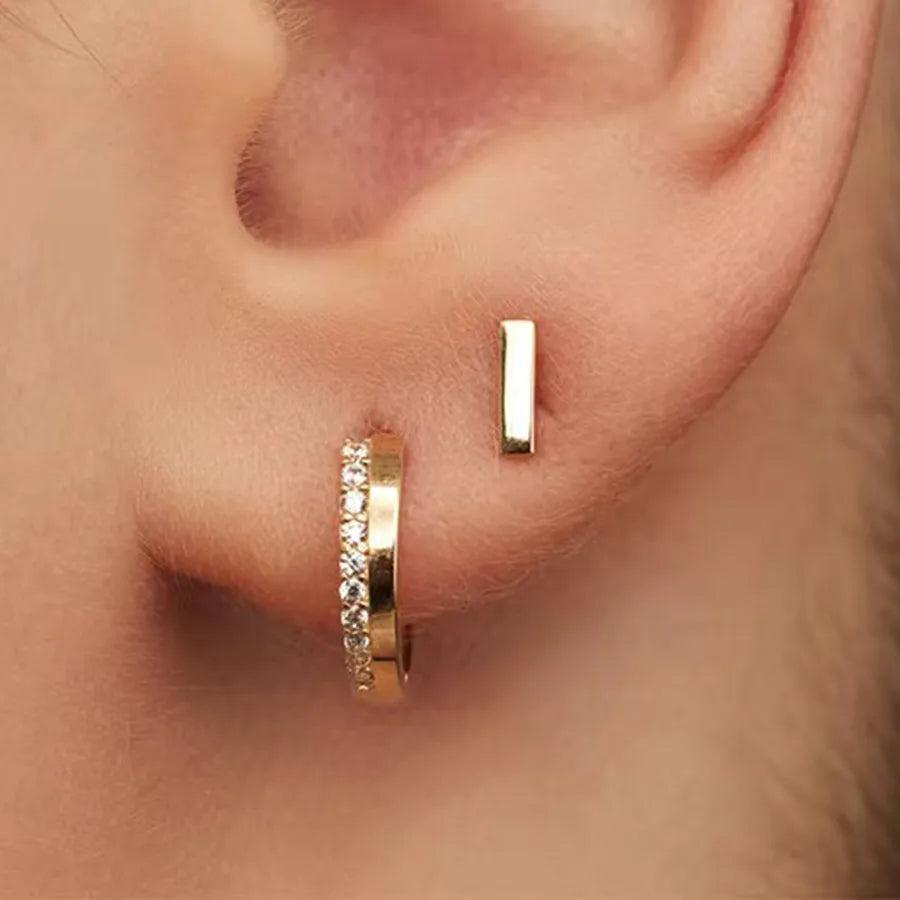 925 Sterling Silver Geometric Zircon Hoop Earrings-Bijou Crush