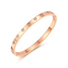 Casual Simple Style Heart Shape Titanium Steel 18K Gold Plated Rhinestones Bangle Bracelets-Bijou Crush