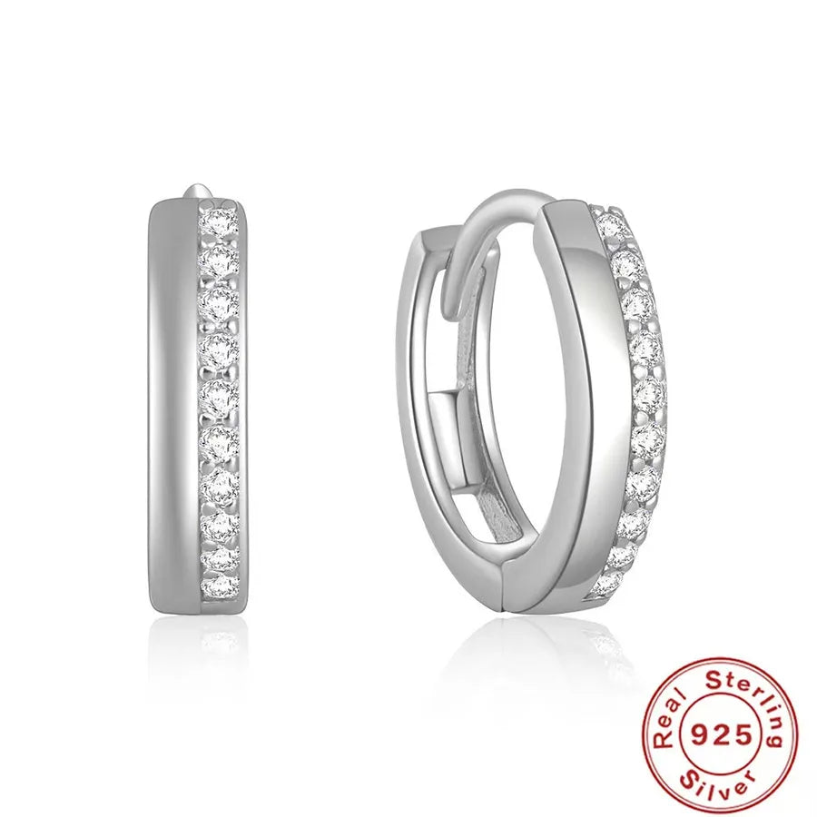 925 Sterling Silver Geometric Zircon Hoop Earrings-Bijou Crush