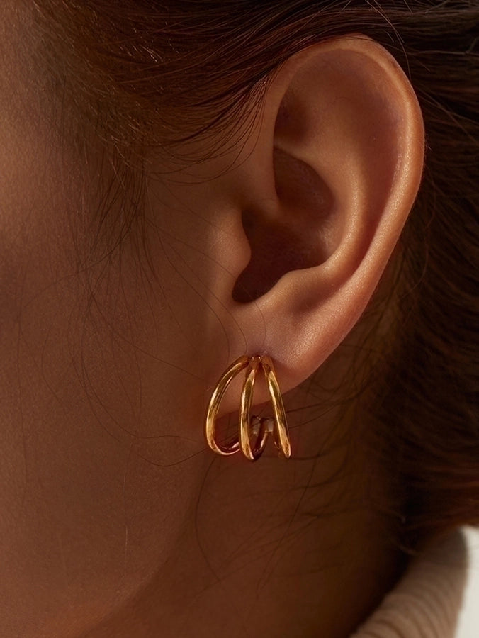 Fashion C Shape Gold Plated 304 Stainless Steel Earrings-Bijou Crush