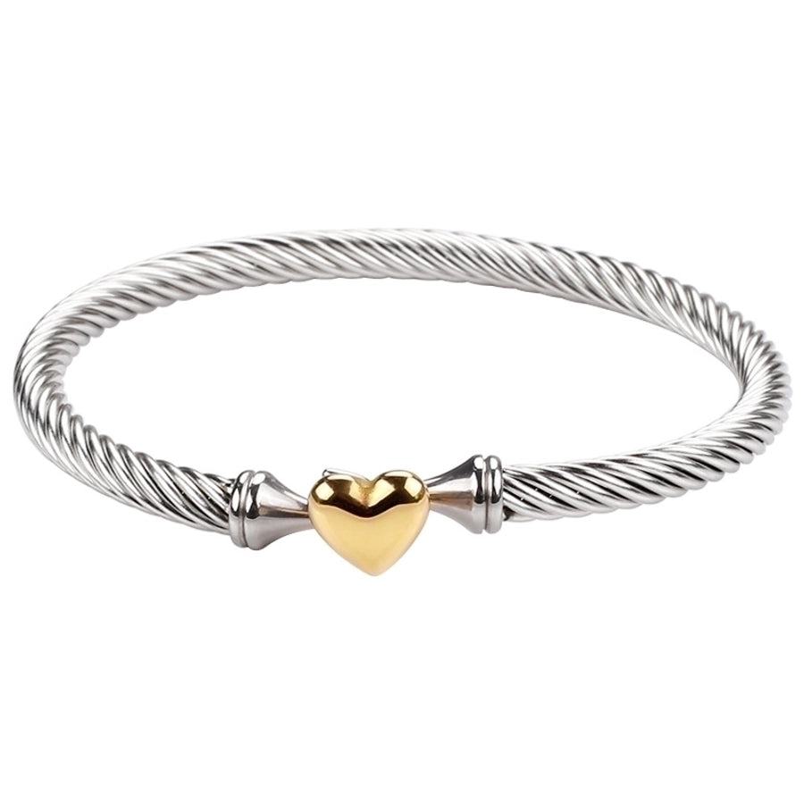 Titanium Steel Simple Style Heart Shape Plating Bangle Bracelet-Bijou Crush