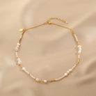 Elegant Geometric Necklace with Freshwater Pearls & Mother of Pearl Shell-Bijou Crush