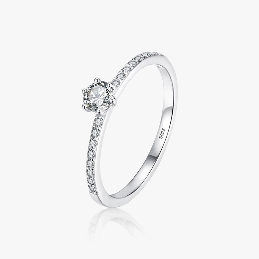 925 Sterling Silver Sparkling Zircon Round Ring-Bijou Crush