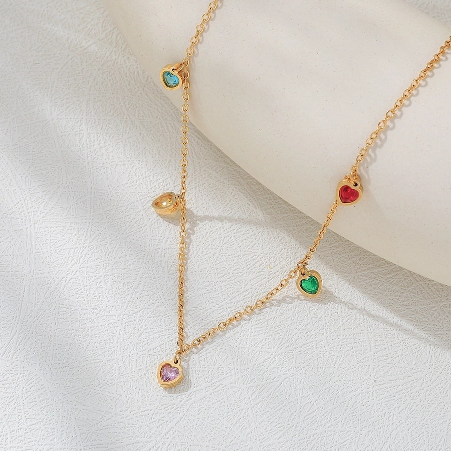 Casual Geometric Multi-Charm Necklace in 18K Gold-Plated 304 Stainless Steel-Bijou Crush