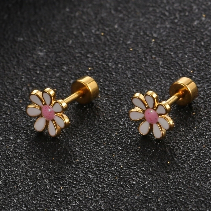 Simple Style Flower 304 Stainless Steel No Inlaid Earrings Ear Studs-Bijou Crush