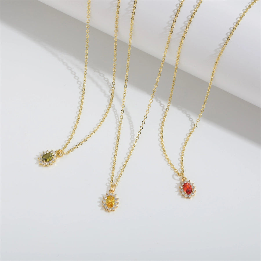 Oval Sparkle Necklace with 14K Gold-Plated Copper Cable Chain-Bijou Crush