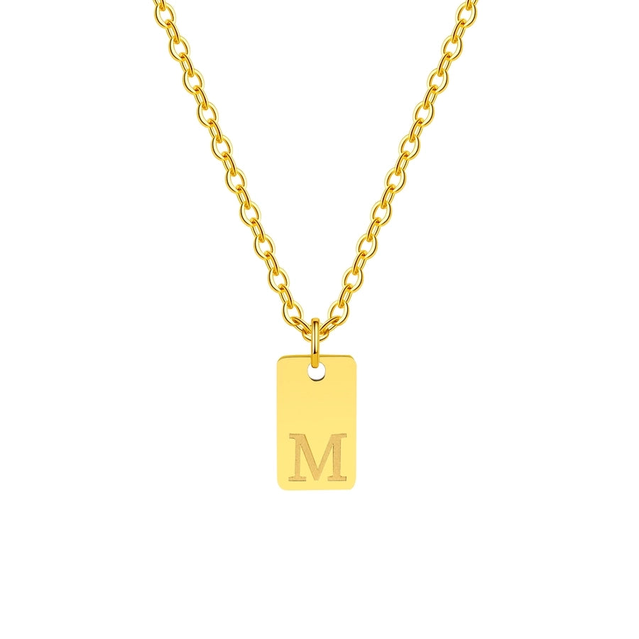 304 Stainless Steel 18K Gold Plated IG Style Letter Pendant Necklace-Bijou Crush
