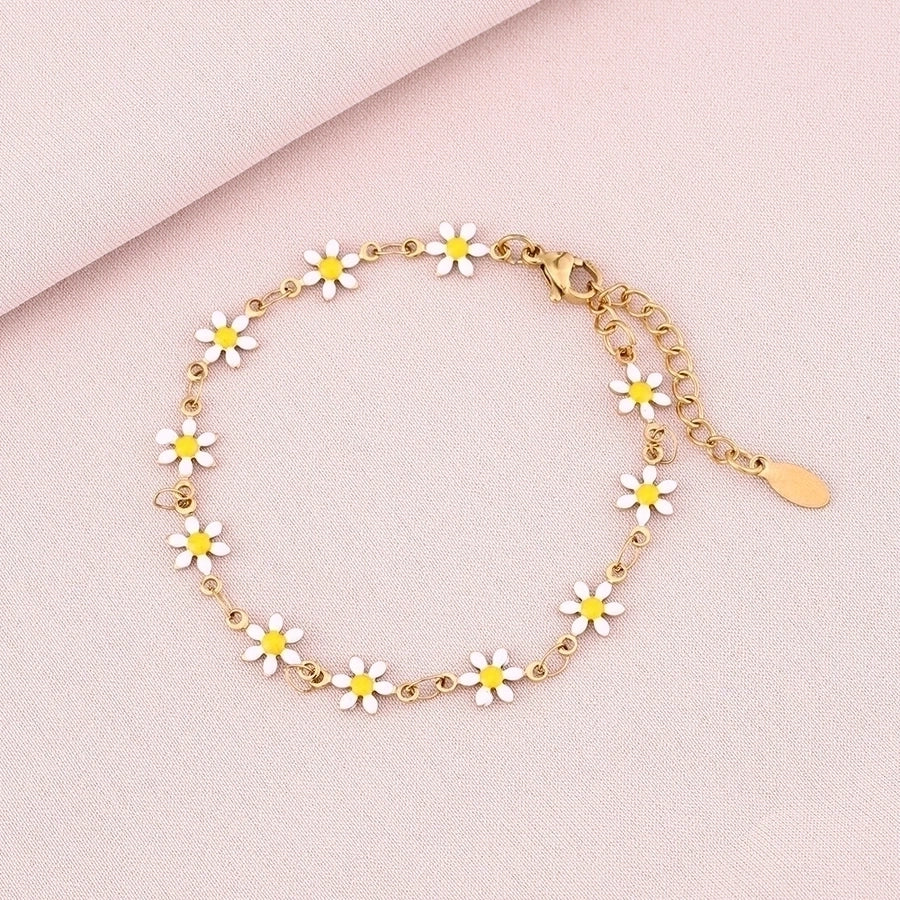Basic Flower Stainless Steel 18K Gold Plated None Bracelets-Bijou Crush
