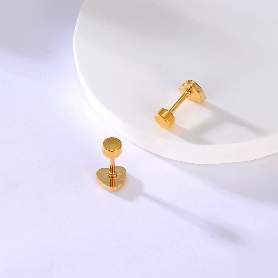 Heart Shape 201 Stainless Steel 18K Gold Plated Ear Studs Earrings-Bijou Crush
