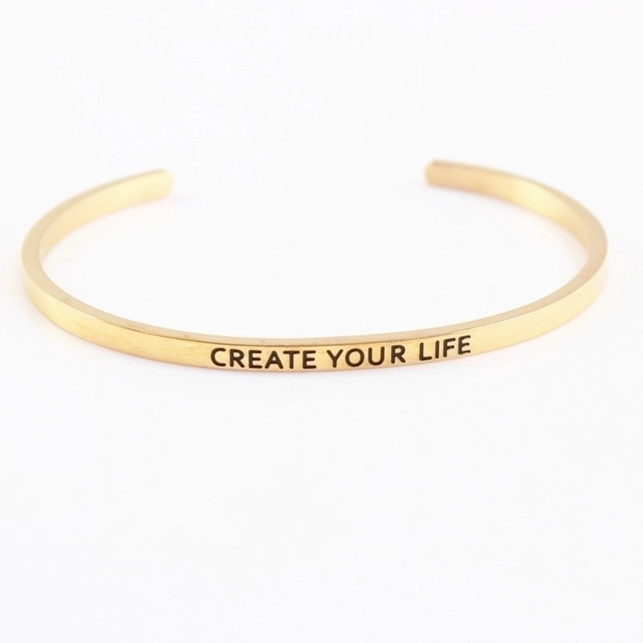 Quotes Letter Bracelet Bangle – 304 Stainless Steel-Bijou Crush