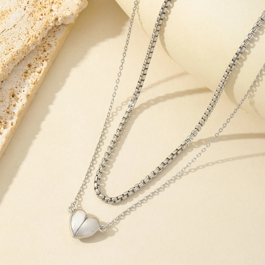 Heartfelt Love Romantic Heart-Shaped Double Layer Necklace – 18K Gold-Plated Stainless Steel-Bijou Crush