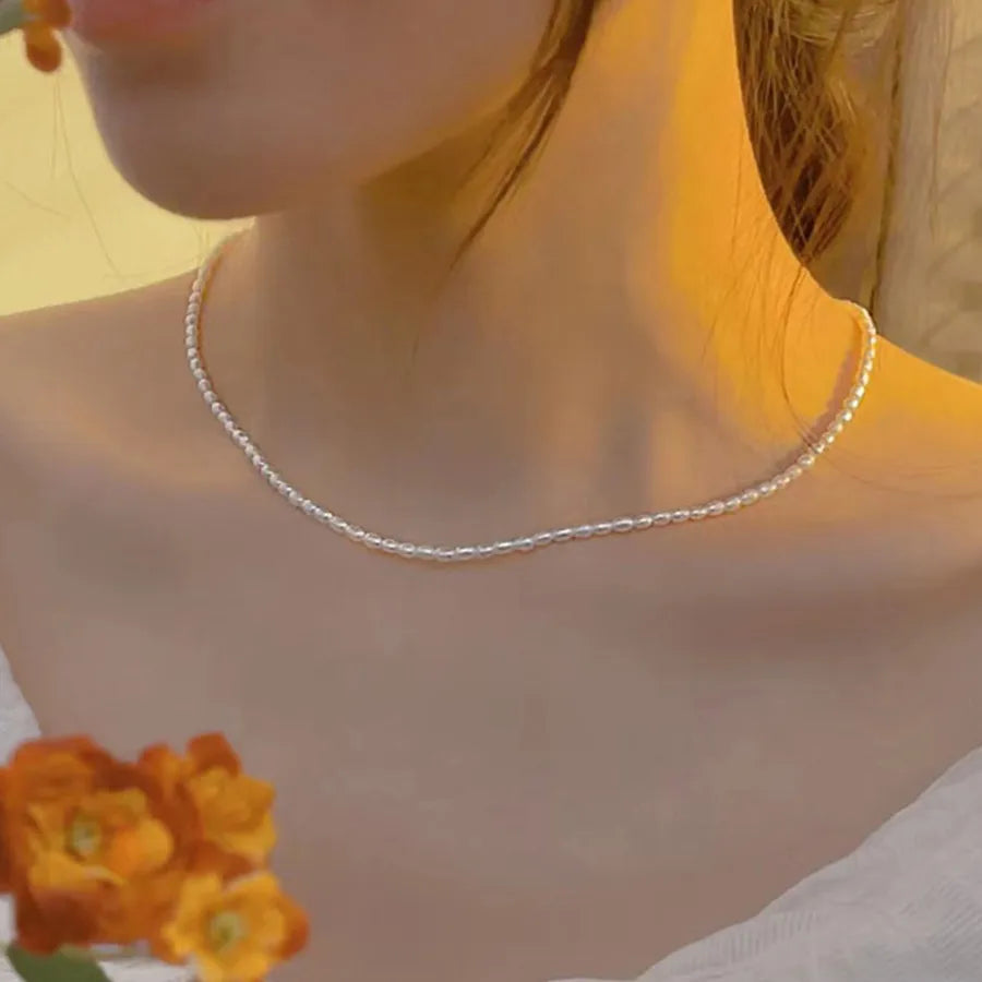 Freshwater Pearl Copper Beaded Geometric Necklace-Bijou Crush