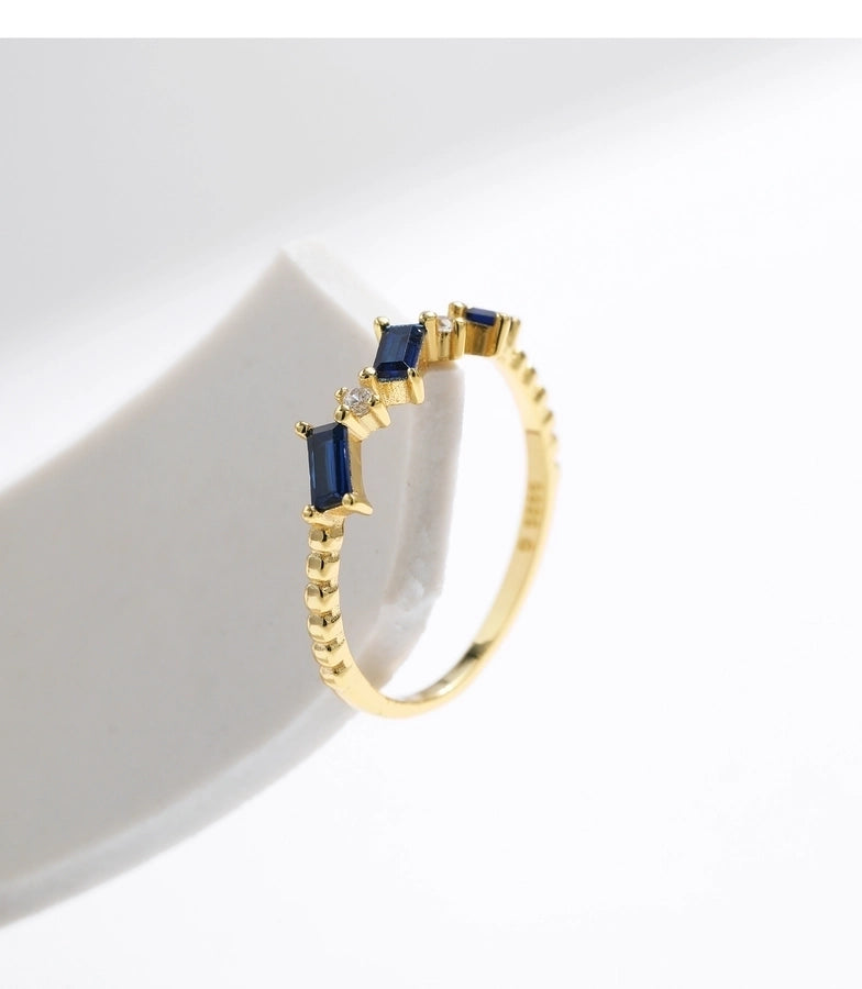 Chic Geometric Square Zircon Ring – 14K Gold Plated 925 Sterling Silver-Bijou Crush