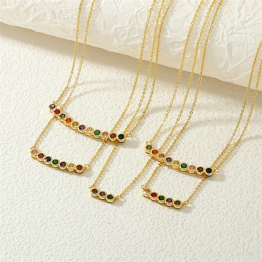 Round Zircon Pendant Necklace – 18K Gold-Plated Copper Elegance-Bijou Crush