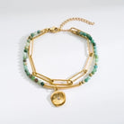 Fashion Eye Stainless Steel Natural Stone Plating 18K Gold Plated Bracelet-Bijou Crush