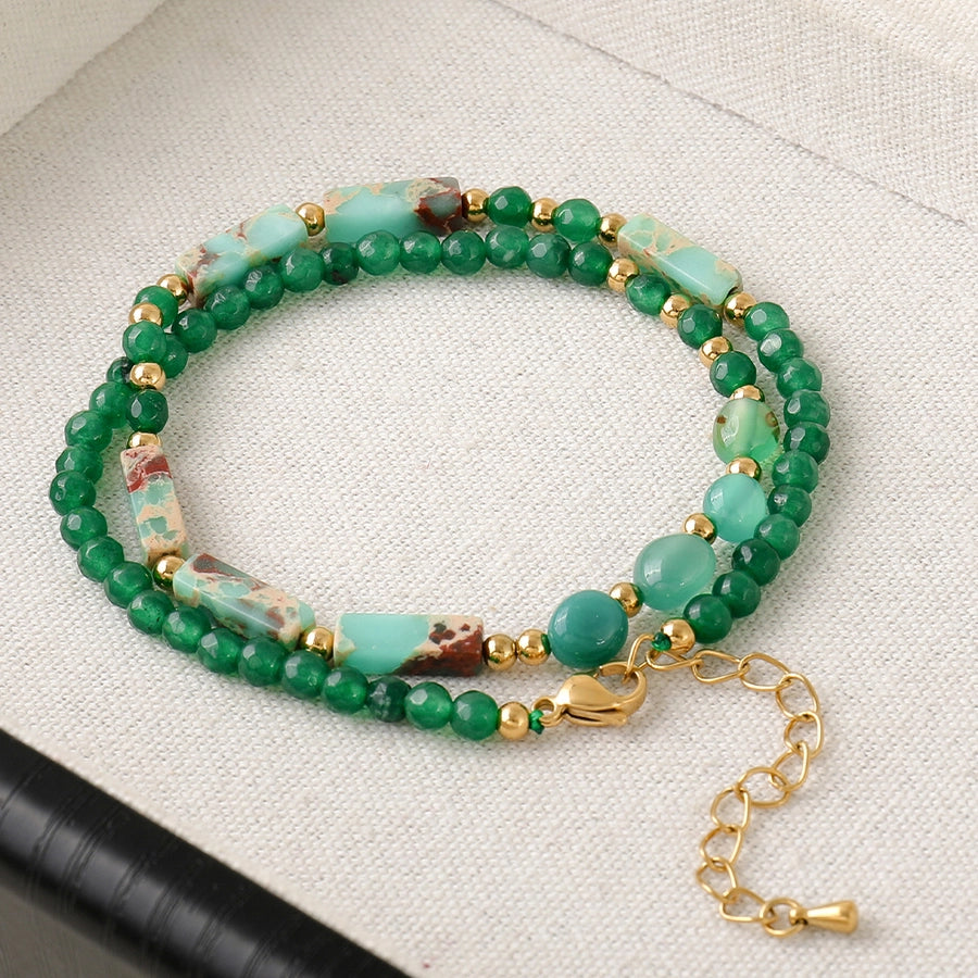 Casual Cute Irregular Natural Stone Copper Beaded Chain Necklace-Bijou Crush