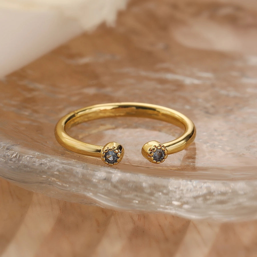 Simple Style Commute Square Copper Plating Inlay Zircon 18K Gold Plated Open Ring-Bijou Crush