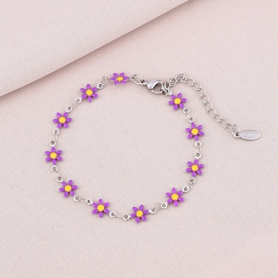 Basic Flower Stainless Steel 18K Gold Plated None Bracelets-Bijou Crush