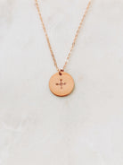 Hand Stamped Rose Gold Compass Necklace-Bijou Crush